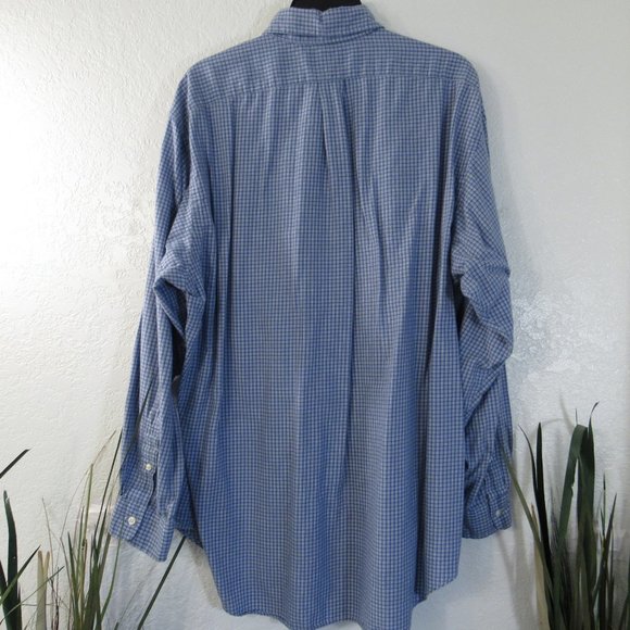 Ralph Lauren Mens Shirt Sz 17/35 Blue Plaid Button - Picture 5 of 11